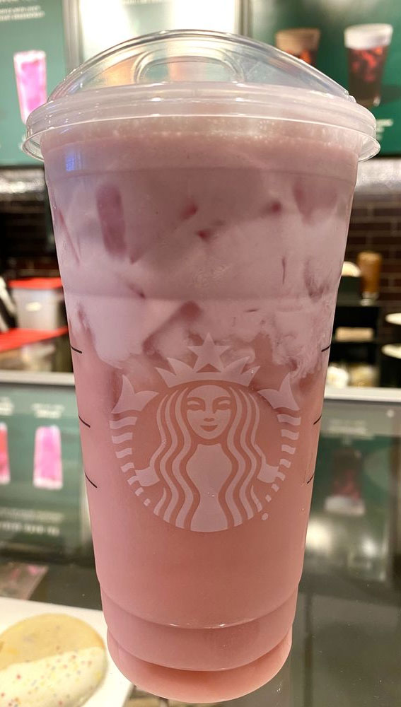 50+ Starbucks Drinks For Your Next Order : Strawberry Refresher with Vanilla Cold Foam