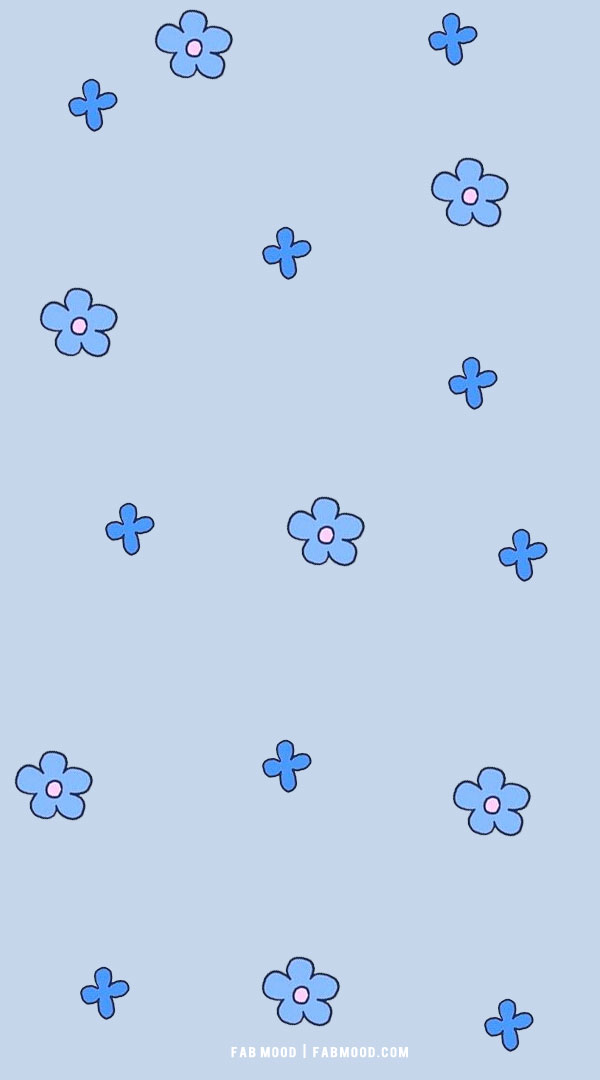 40 Blue Wallpaper Designs for Phone : Minimalist Blue Flower 1 - Fab Mood