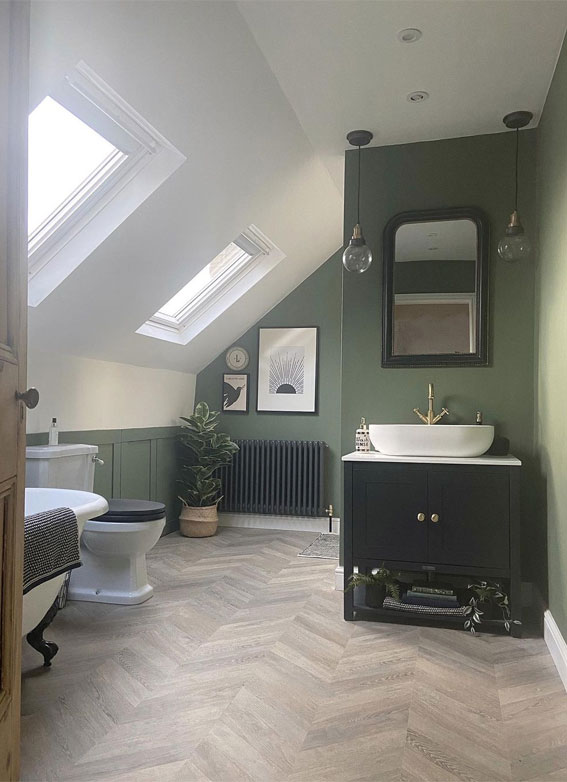 Green Bathroom, Green Bathroom Colour, Green Bathroom Tiles, sage green bathroom, dark green bathroom, green bathroom wall, green bathroom design, olive green bathroom