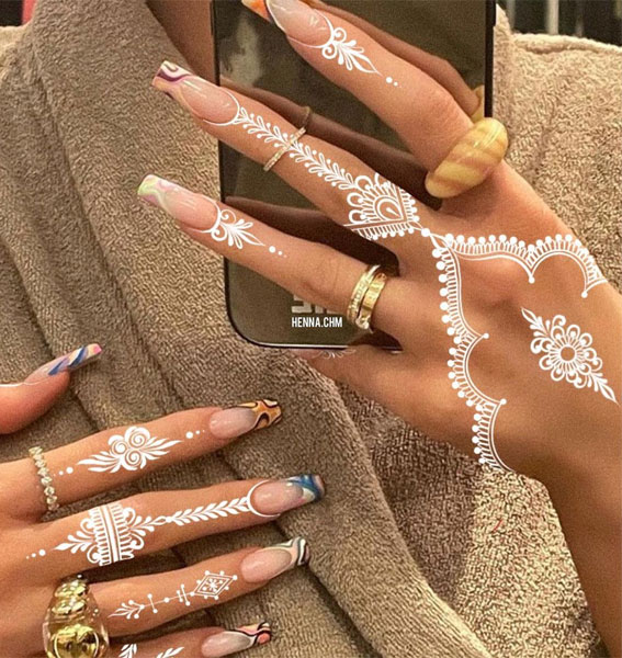 59 Timeless Pattern and Artistry Henna Designs : White Festivals