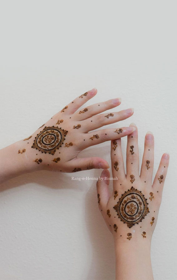 32 Captivating Henna Designs : Floral Victorian Frame on Back Hand