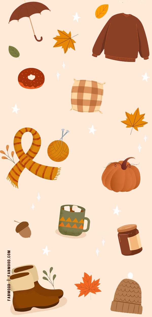 Cute Fall Wallpaper Ideas to Brighten Up Your Devices : Falling Leaves +  Sweater Wallpaper 1 - Fab Mood