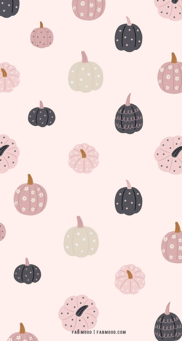 Cute Fall Wallpaper Ideas to Brighten Up Your Devices : Assorted Pumpkins Pink  Wallpaper 1 - Fab Mood