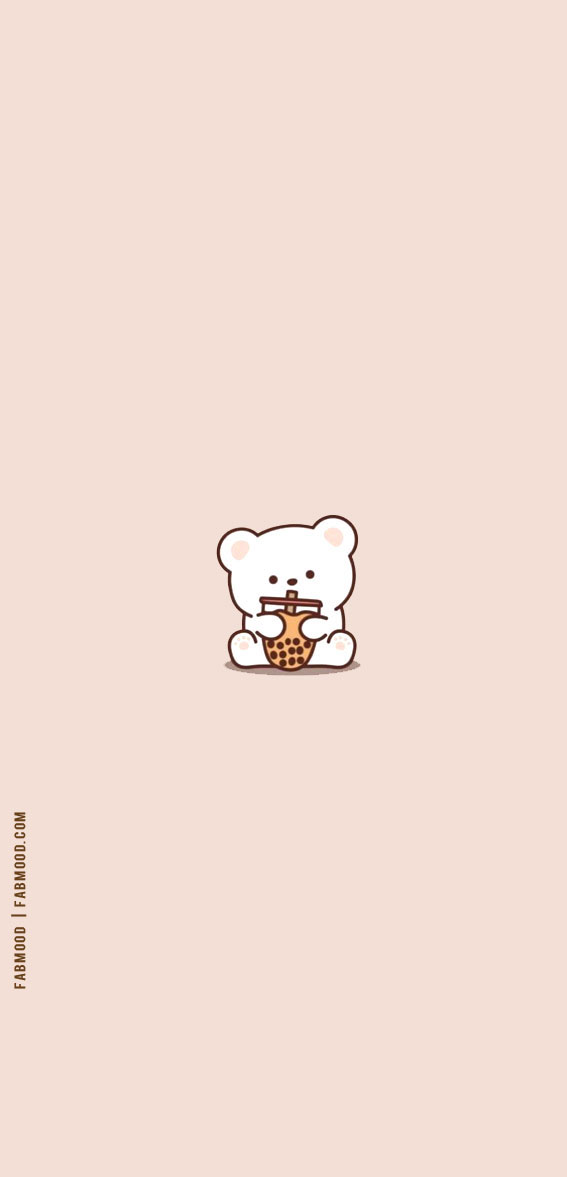 17 Cute Teddy Bear Wallpaper Ideas for Every Device : Teddy Bear Drinking Bubble Tea