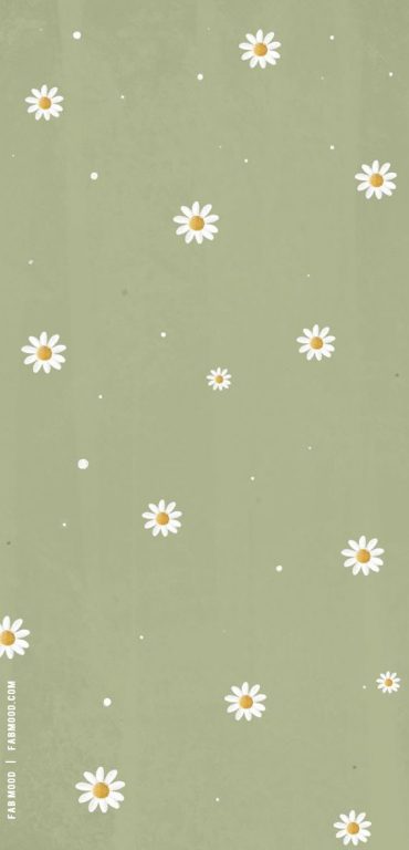 March Wallpaper Ideas for Any Device : Daisy on Vintage Green Wallpaper ...