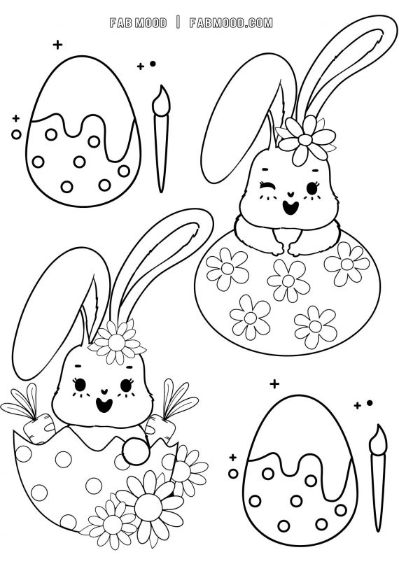 FREE 10 Easter Colouring Pictures : Adorable Bunnies 1 - Fab Mood ...