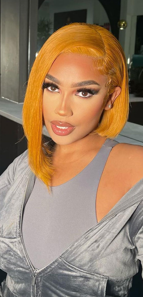 marigold hair colour, side part asymmetrical bob, bob asymmetrical haircut, asymmetrical haircuts, bob asymmetrical haircuts, uneven haircut, asymmetrical long bob, asymmetrical bob