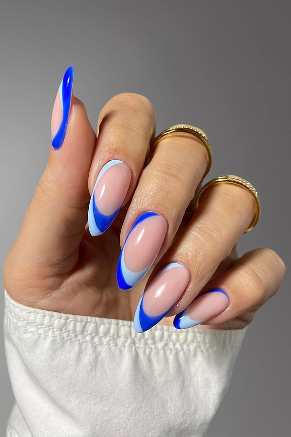 baby blue french tip nails, baby blue nails color, baby blue nails long, baby blue nails with design