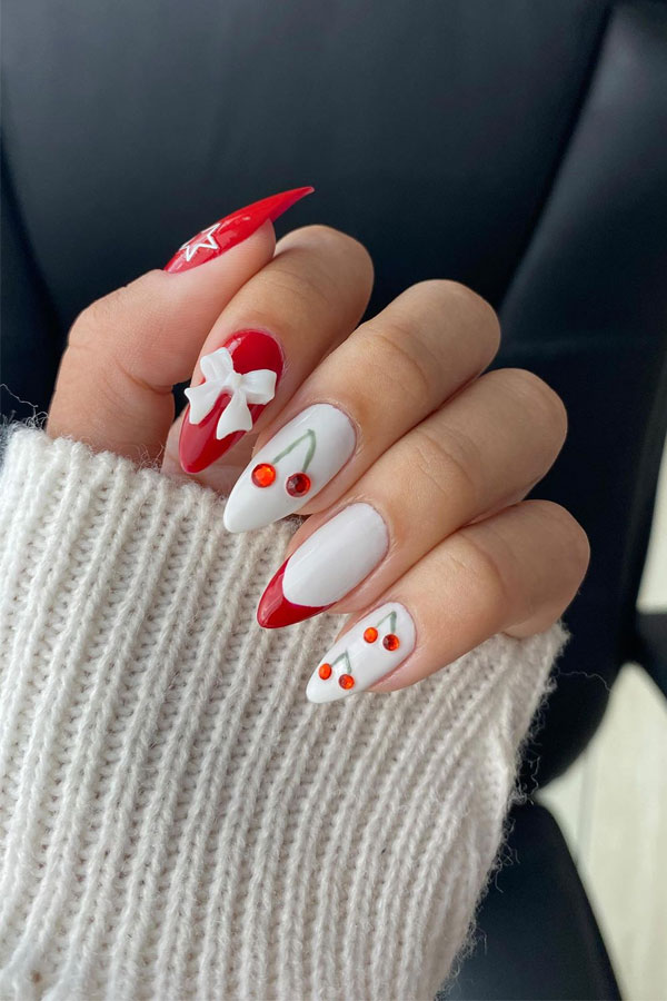 cherry white french tip nails, french tip cherry nails, cherry nails, short cherry nails, cute cherry nails, cherry nails design, cheery nail art, french cherry nails, cherry nails red, cherry nails color, cherry nail polish, cherry nail design ideas