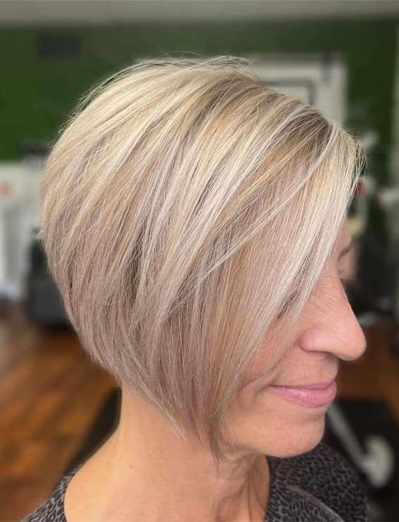 asymmetrical bob haircut for women over 50, asymmetrical bob over 50, short hairstyles over 50