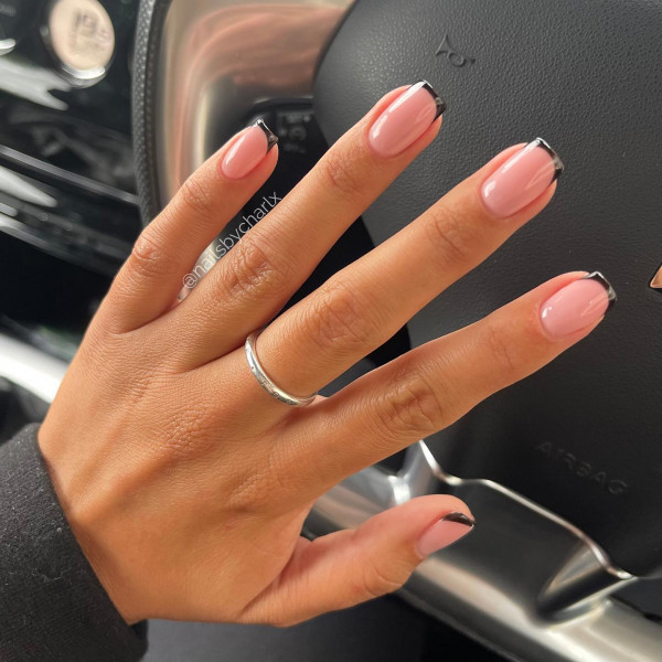 black french tip nails, simple french tip nails