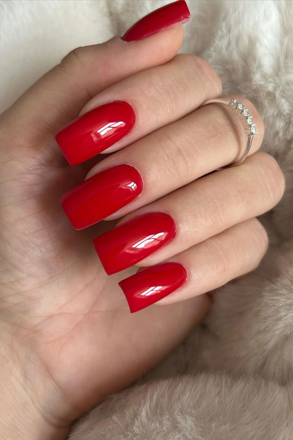 red nails color, red nails long, simple red nails, red nail designs