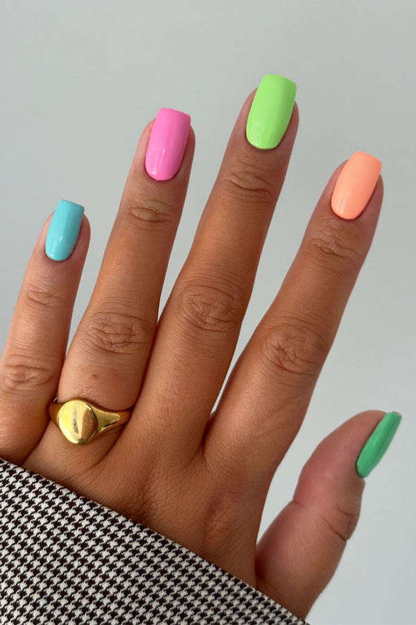 summer nails, summer nail designs, summer nail art, bright summer nails, bright summer nail designs, Bright summer nails acrylic, Bright summer nails simple, colourful summer nails, Bright summer nails with glitter, bright summer nails 2024, elegant summer nails, Bright summer nails short, mix n match bright nails