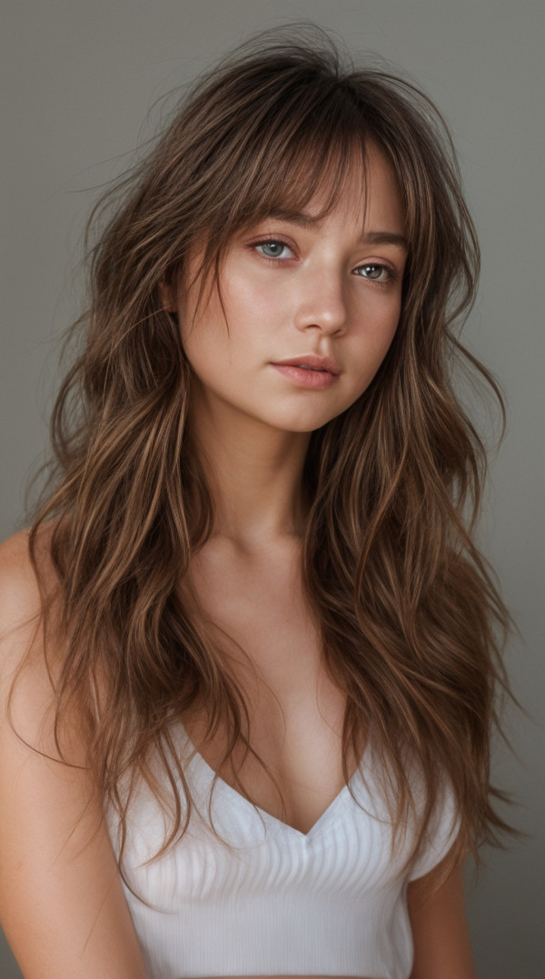 Loose Waves with Subtle Layers and Wispy Fringe