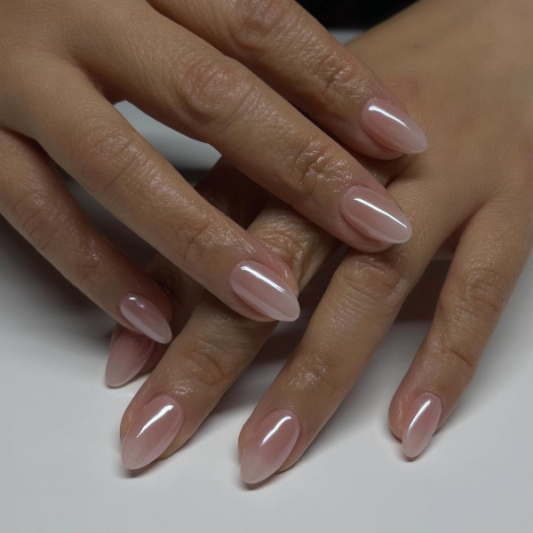 ombre glazed nails, classy summer nails, glazed ombre nails