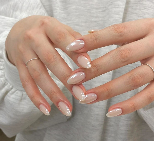 Classics Milky white with Chrome, glazed nails, classy summer nail designs