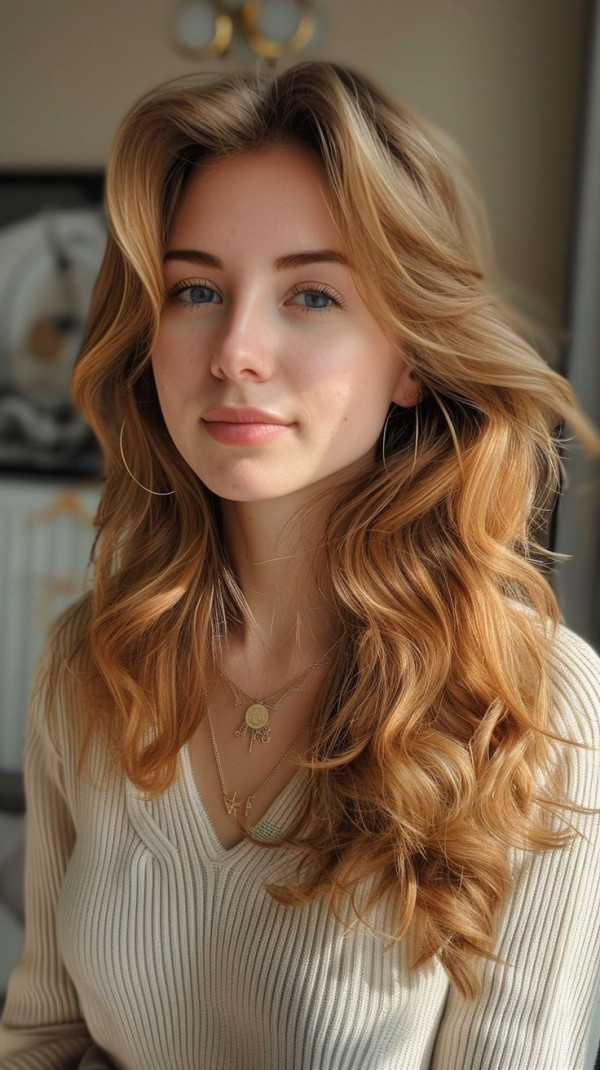 ginger textured long layers