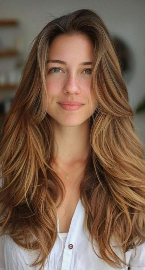 Long Layers with Balayage, long layered haircuts