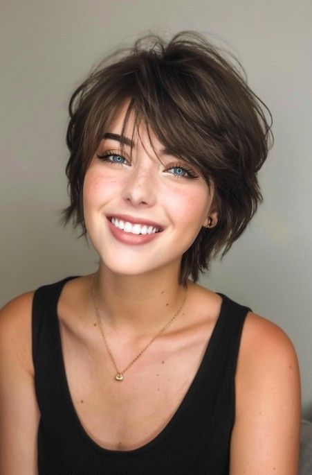 Pixie Cut with Side-Swept Bangs, short haircuts with fringe