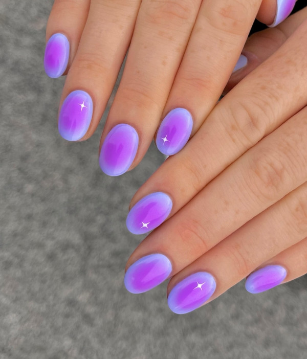purple aura nails, summer nails