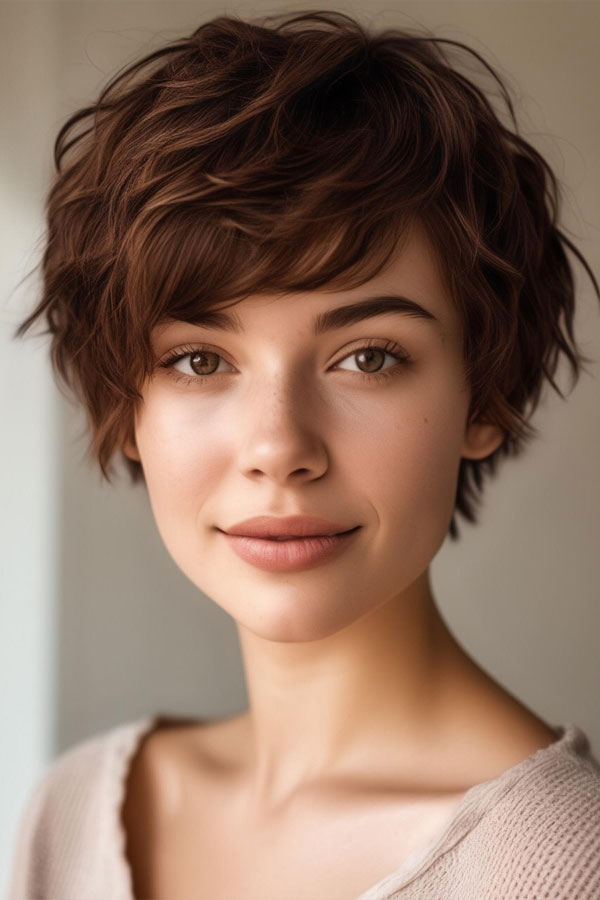 soft wavy pixie with fringe