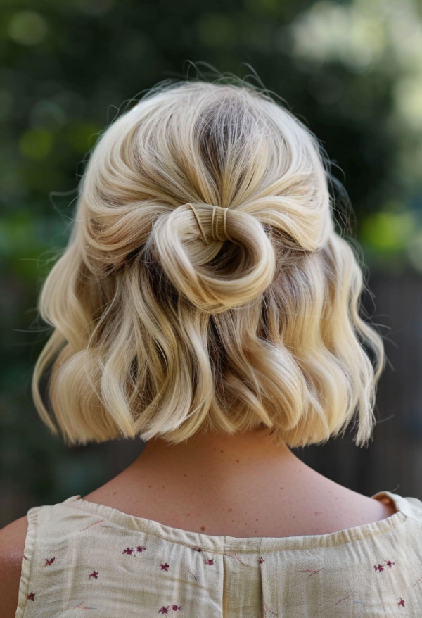 Half-Up Twisted Knot, cute summer hairstyle for short hair