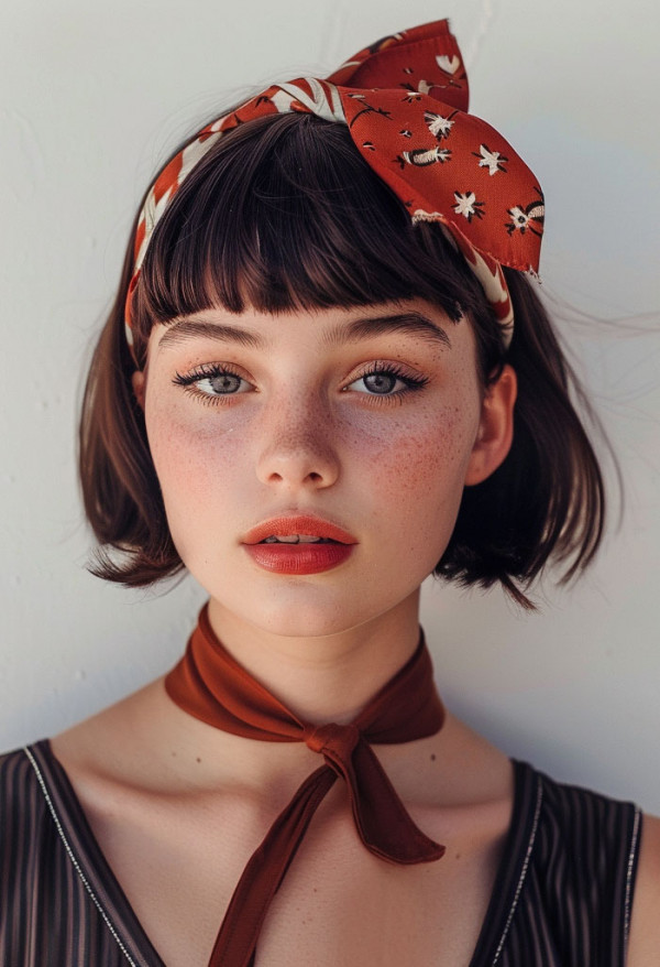 Vintage Scarf Glam, cute summer hairstyle for short hair