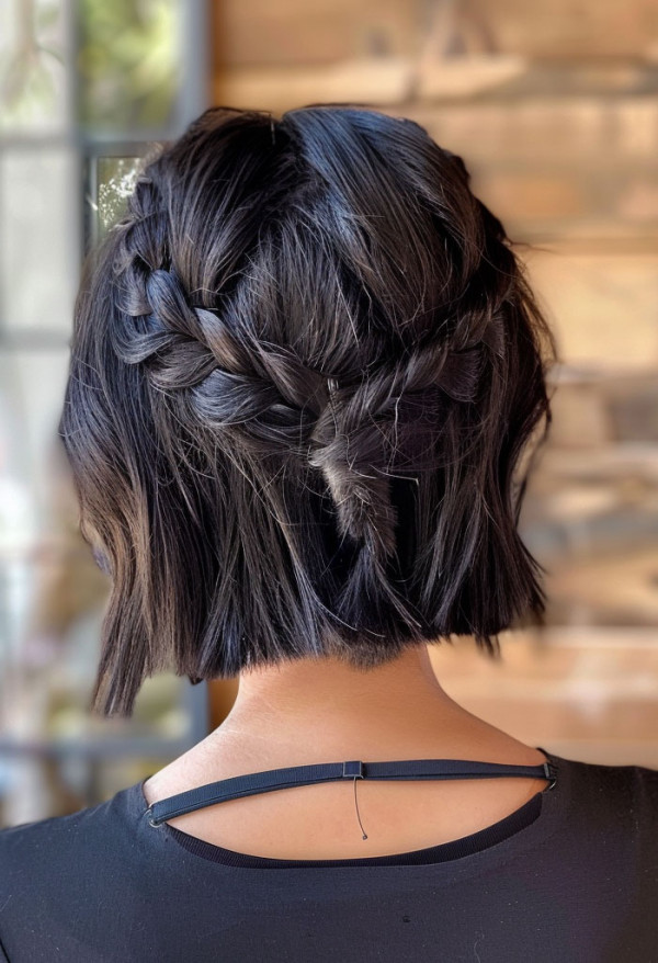 Double French Braids, cute summer hairstyle for short hair