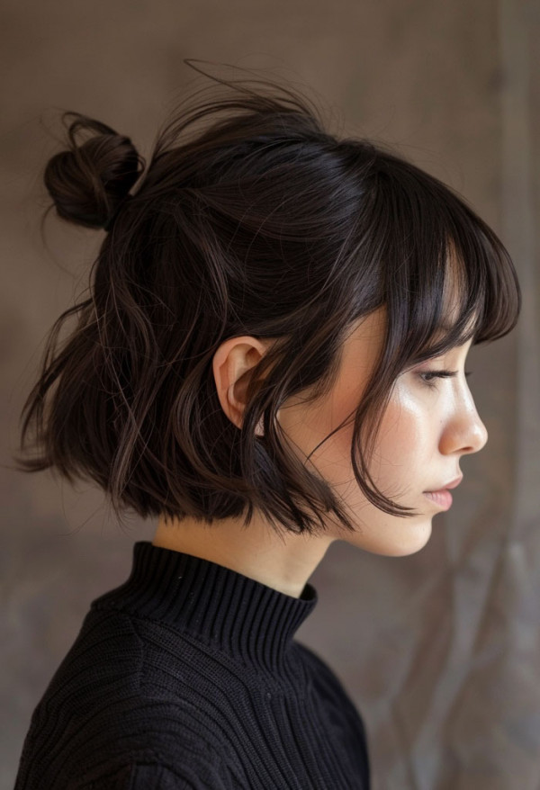 Chic Mini Bun, cute summer hairstyle for short hair