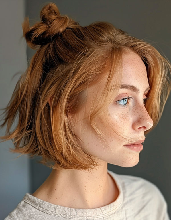 Casual Half-Up Twist, cute summer hairstyle for short hair