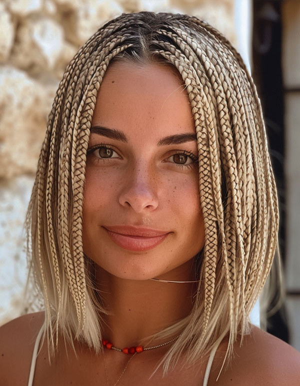 Sleek Micro Braids, cute summer hairstyle for short hair