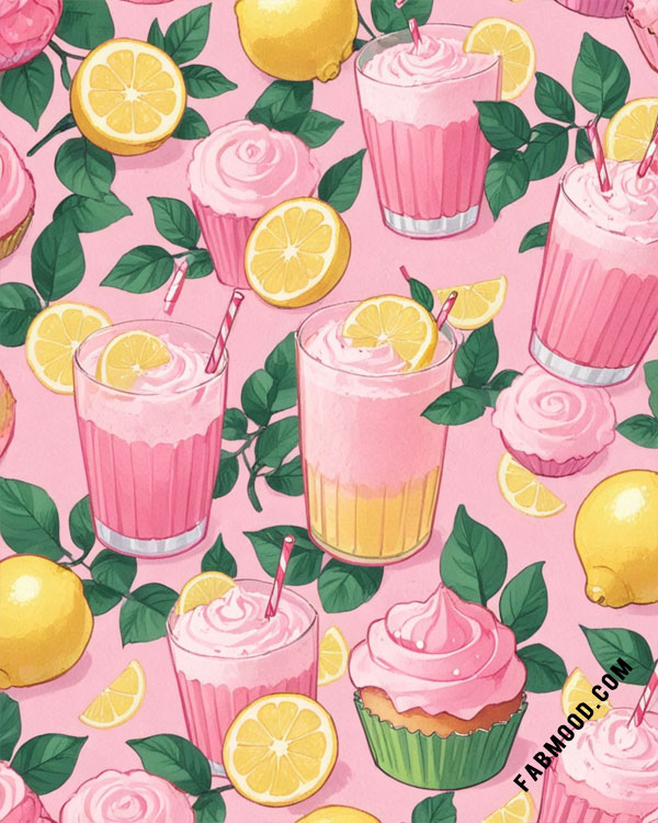 Lemonade Cupcake Paradise Vibrant Wallpaper