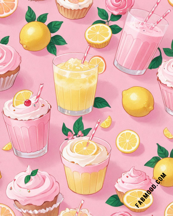 Lemon Cupcake Vibrant Summer Wallpaper