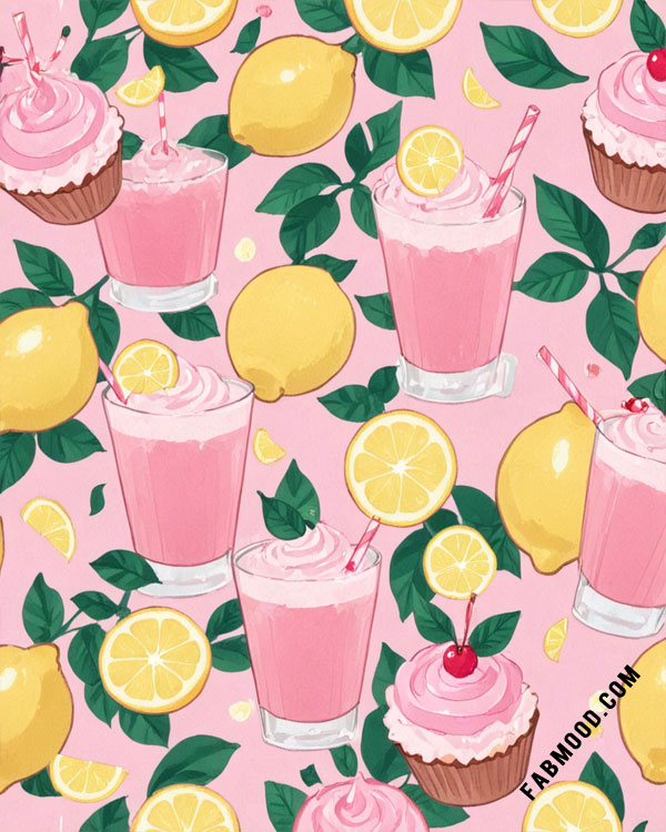 Zesty Lemonade and Cupcake Bliss Refreshing Wallpaper