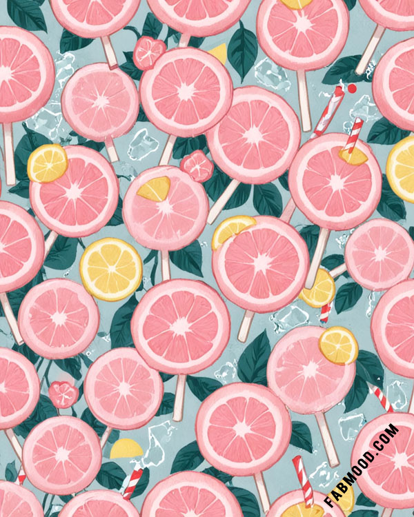 Pink Lemonade Popsicle Paradise Summer Wallpaper for iPad & Tablet