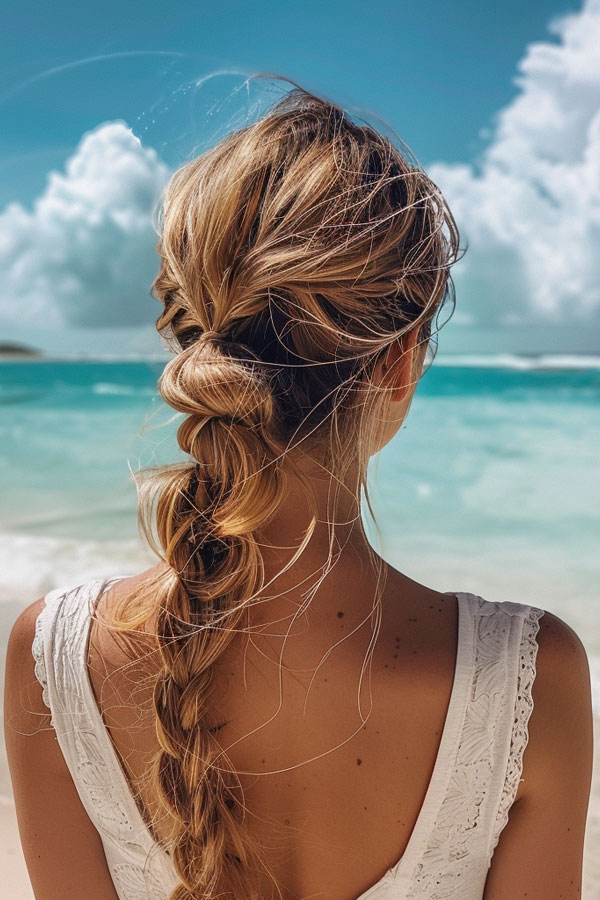 Beachy Bubble Braid, cute summer hairstyle