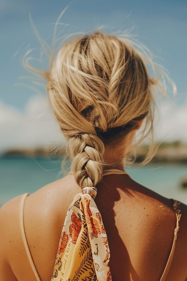 Beachy Braided Scarf, cute summer hairstyle