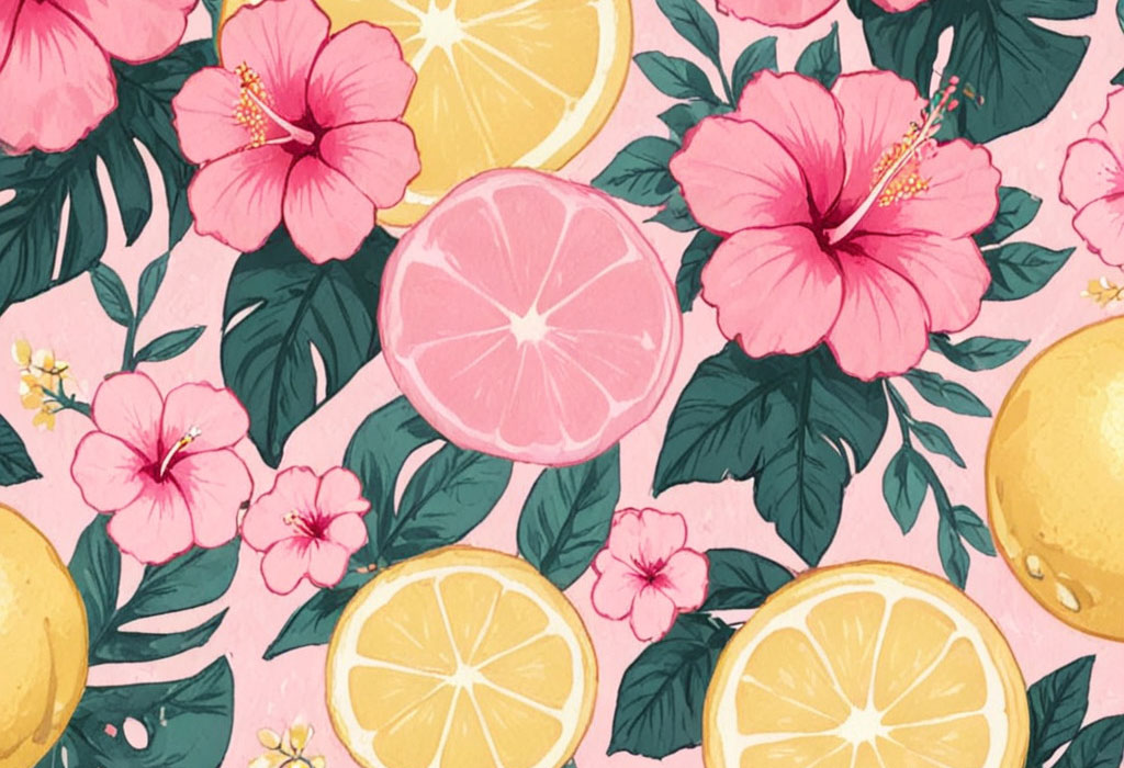 Tropical Hibiscus Citrus Wallpaper for Desktop and Laptop