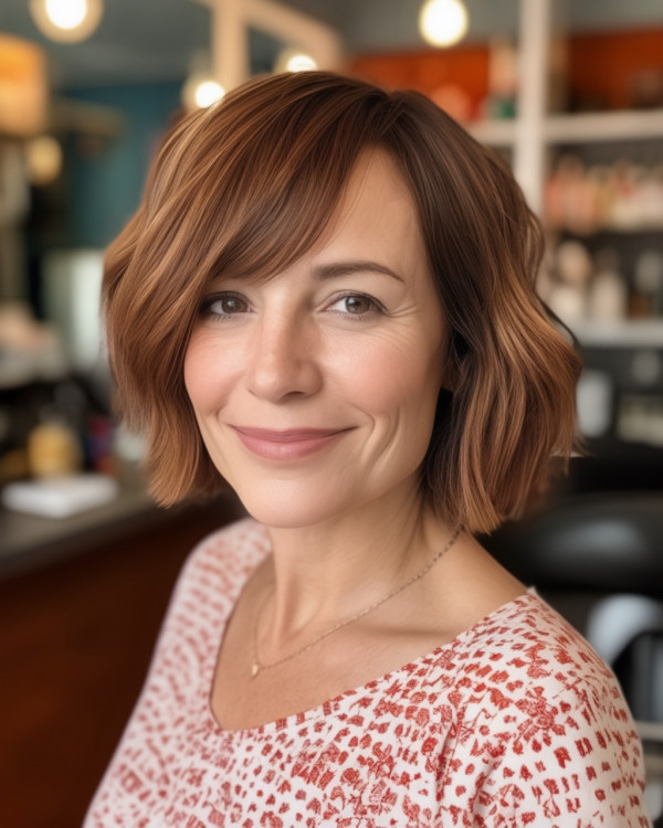 Light Caramel Chestnut Bob for Women Over 40