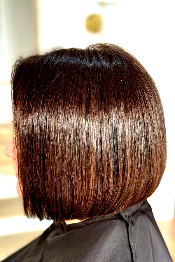 Sleek Chestnut Bob with Subtle Highlights