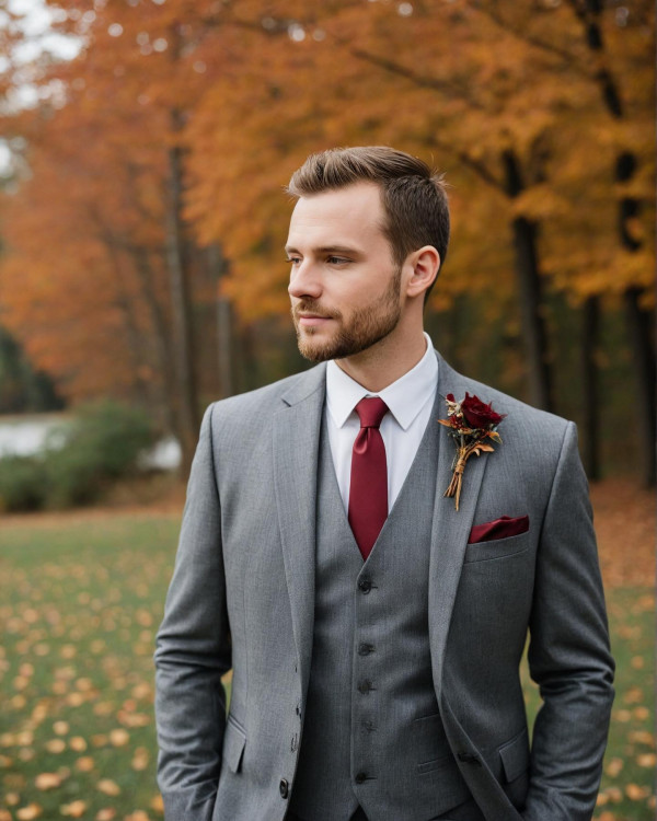 Grey color idea for fall wedding, burgundy and grey Autumn Wedding Colour scheme