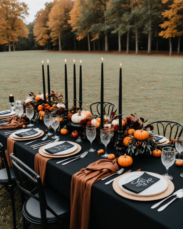 Black and orange wedding colour scheme, autumn wedding colour combo