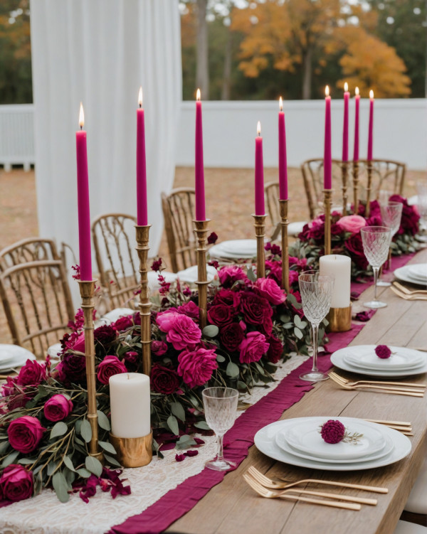 autumn wedding colour, hot pink colour scheme