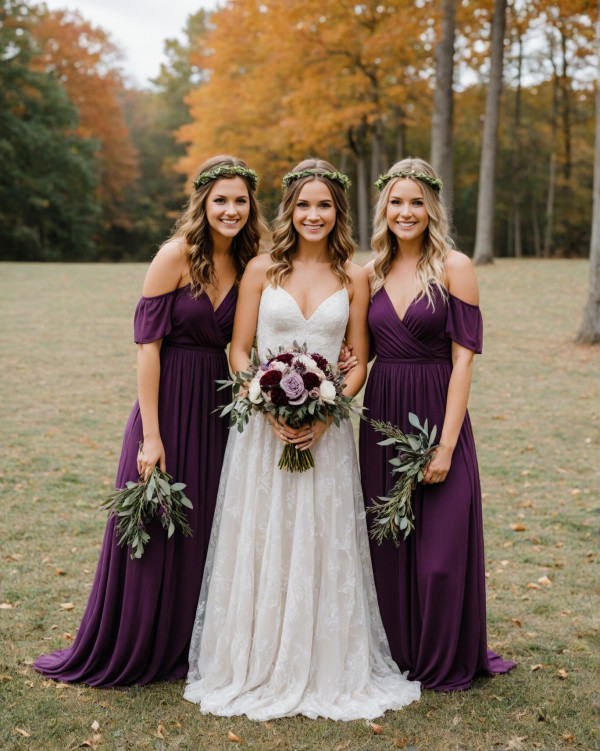 purple autumn wedding colour scheme