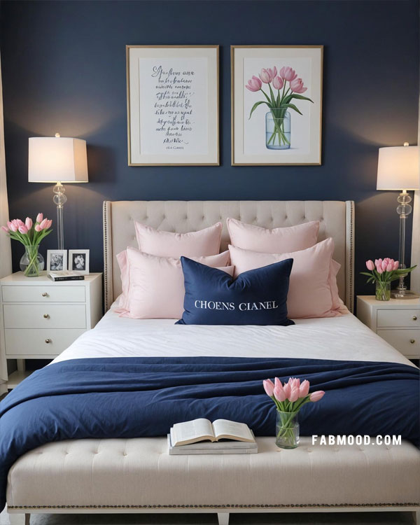 romantic pink and blue bedroom