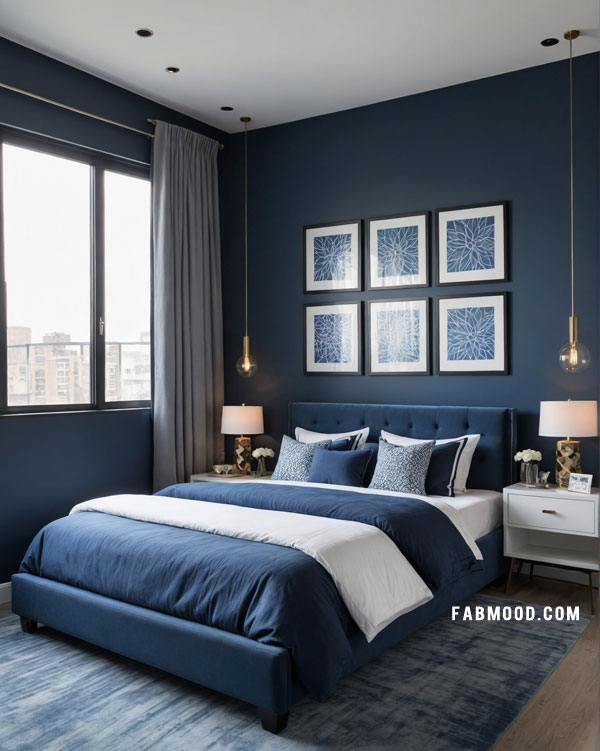 contemporary blue bedroom