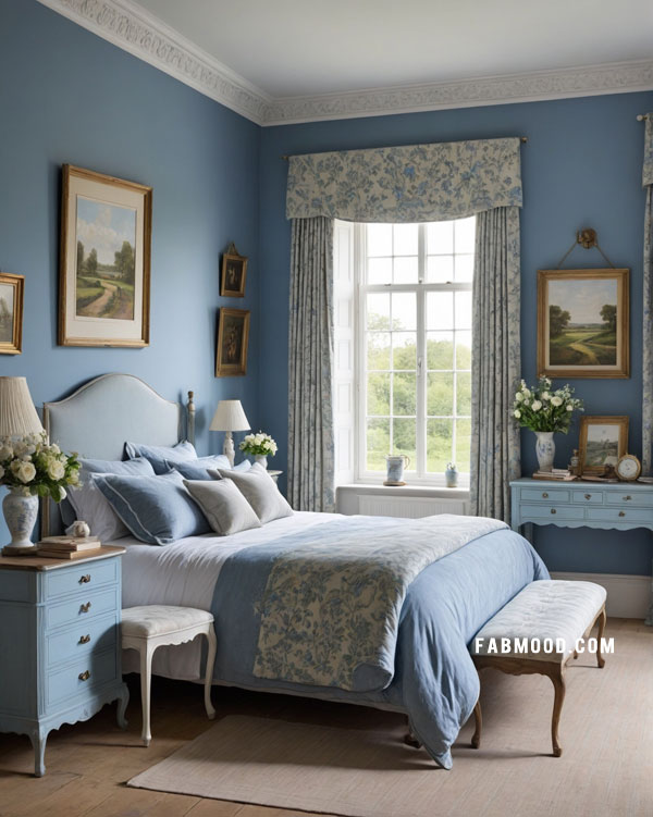 English Countryside Style blue bedroom