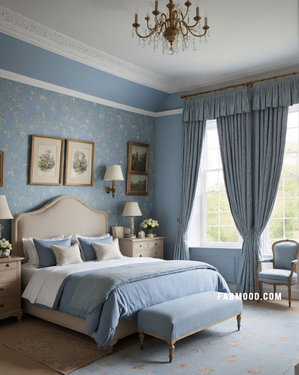 English Countryside Style blue bedroom