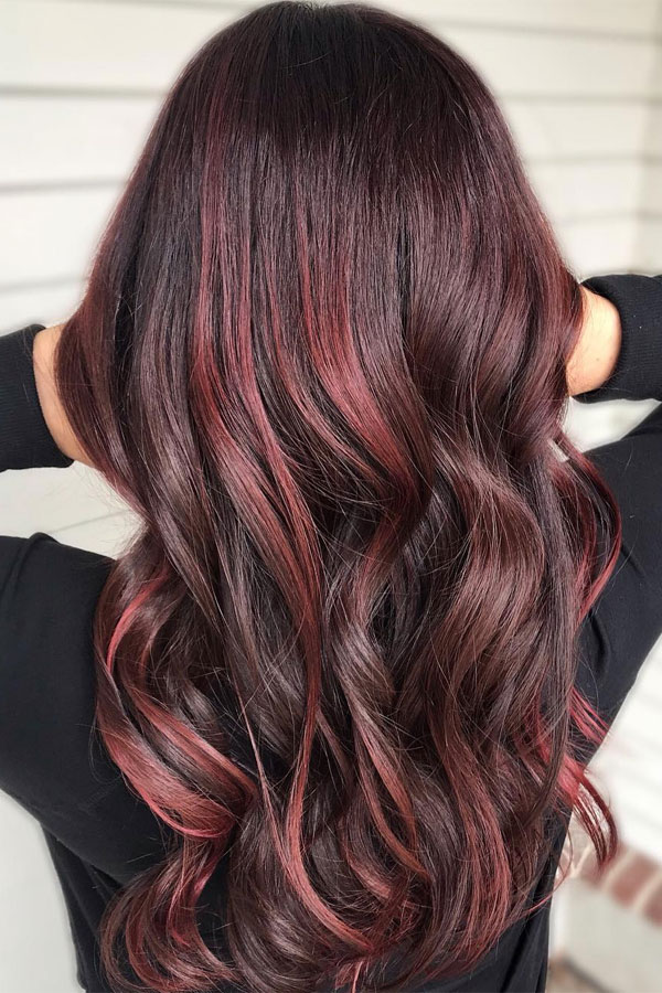 Cherry Burgundy Highlights, burgundy hair color idea