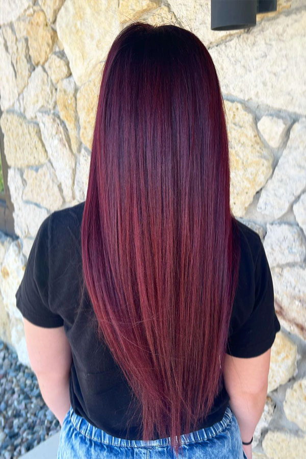 ruby burgundy hair color, burgundy hair colour idea